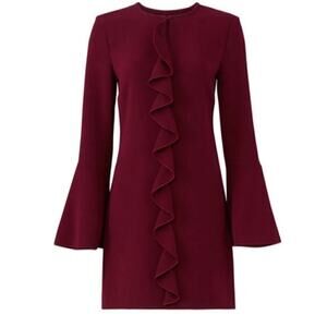 Rachel Zoe Monner Dress Bell Sleeve Cascading Ruffle Sheath Mini Purple Size 0